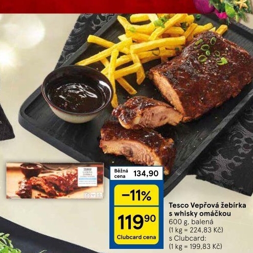Vepřová žebra whisky sous-vide Tesco