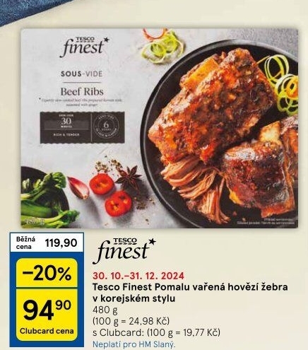 Žebra hovězí Sous vide v korejském stylu Tesco Finest