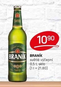 Pivo světlé výčepní 10° Braník