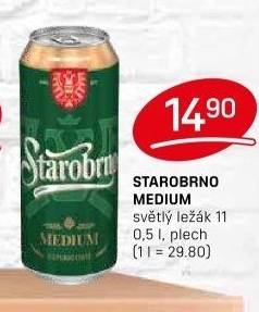 Pivo světlý ležák 11° Medium Starobrno