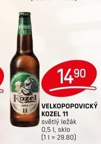 Pivo světlý ležák 11° Medium Velkopopovický Kozel