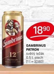 Pivo světlý ležák 12° Patron Gambrinus