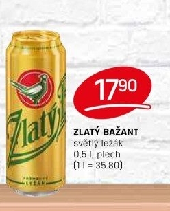 Pivo světlý ležák 12° Zlatý Bažant