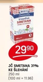 Smetana ke šlehání trvanlivá Jihočeská Madeta 31%