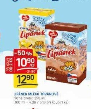 Nápoj mléko ochucené Lipánek Madeta