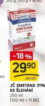 Smetana ke šlehání trvanlivá Jihočeská Madeta 31%