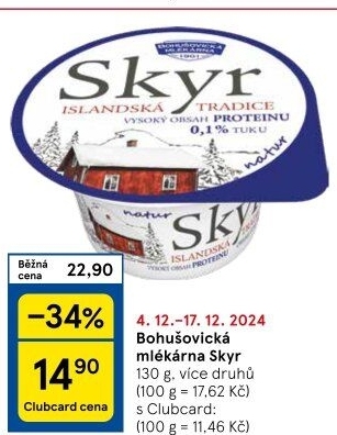 Dezert zakysaný bílý Skyr Bohušovická mlékárna