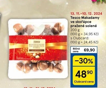 Makadamové ořechy pražené Tesco