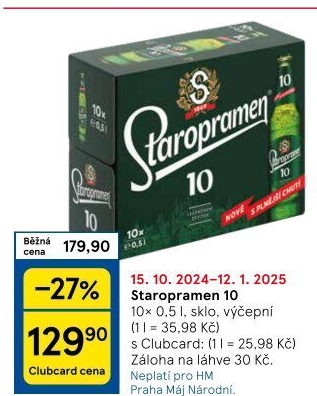 Pivo světlé výčepní 10° Staropramen