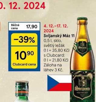 Pivo světlý ležák 11° Svijanský Máz Svijany