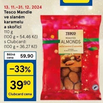 Pražené mandle ve slaném karamelu a skořici Tesco