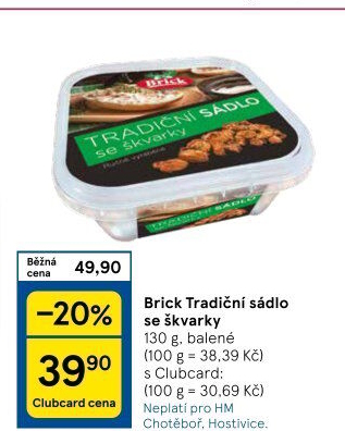 Sádlo vepřové tradiční se škvarky Brick