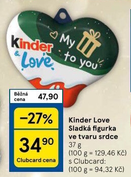 Čokoládové srdíčko vánoční Kinder