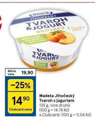Dezert tvaroh s jogurtem jihočeský Madeta