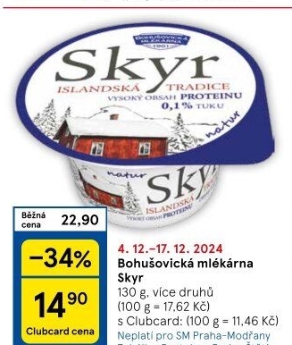 Dezert zakysaný ochucený Skyr Bohušovická mlékárna