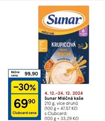 Kaše mléčná Sunar