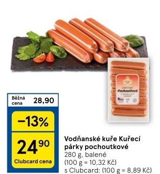 Párky kuřecí pochoutkové Vodňanské kuře