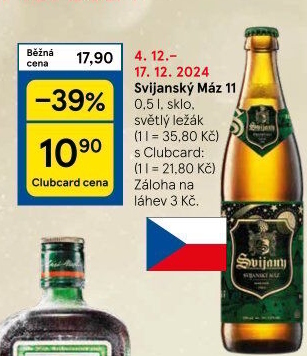 Pivo světlý ležák 11° Svijanský Máz Svijany