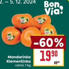 Mandarinky Klementinky Billa Bonvia