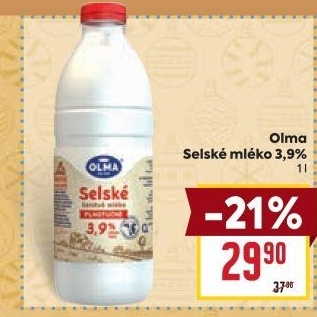 Mléko čerstvé selské Olma - 3,9% plnotučné