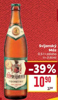 Pivo světlý ležák 11° Svijanský Máz Svijany