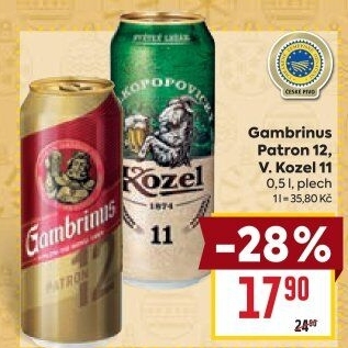 Pivo světlý ležák 12° Patron Gambrinus