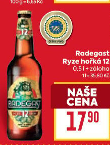 Pivo světlý ležák 12° Ryze hořká Radegast