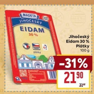 Sýr Eidam Jihočeský 30% Madeta