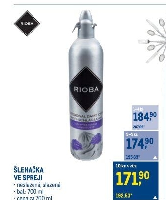Šlehačka ve spreji Rioba