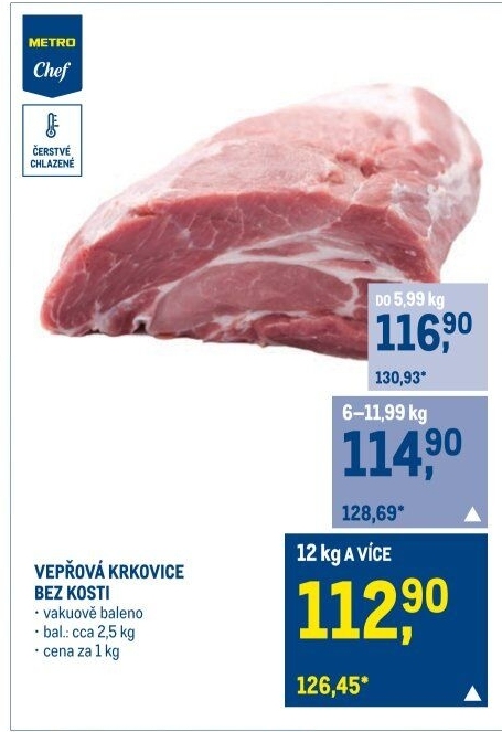 Vepřová krkovice bez kosti Metro Chef
