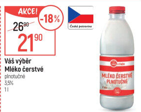 Mléko čerstvé Váš Výběr - 3,5% plnotučné