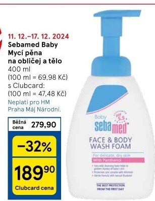 Mycí pěna na obličej a tělo Sebamed Baby