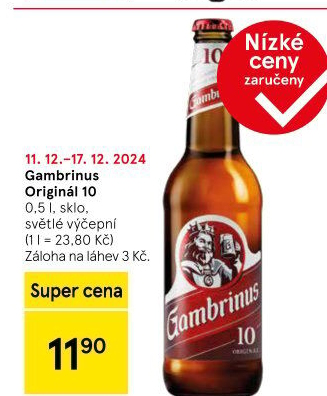 Pivo světlé výčepní Originál 10° Gambrinus
