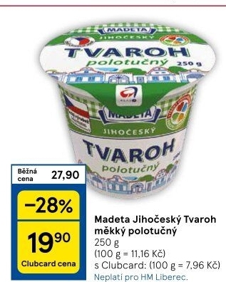 Tvaroh polotučný Jihočeský Madeta