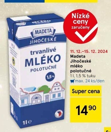 Mléko trvanlivé Jihočeské Madeta - 1,5% polotučné