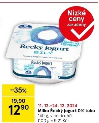 Ochucený jogurt řecký 0% Milko