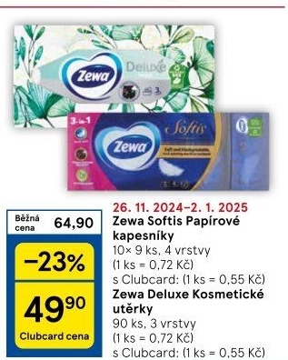 Papírové kapesníčky 4vrstvé Softis Zewa