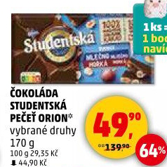 Čokoláda Studentská pečeť Orion