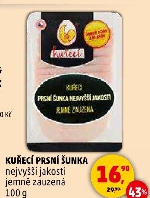 Šunka kuřecí prsní jemně zauzená nejvyšší jakosti DZ Klatovy