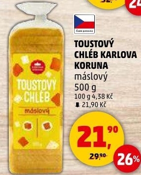 Toustový chléb Karlova Koruna