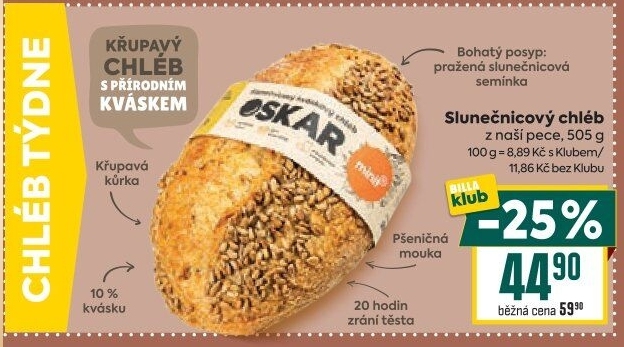 Chléb kváskový slunečnicový Oskar Minit