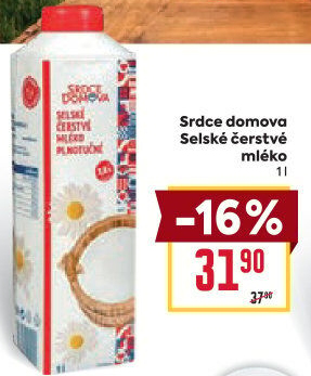 Mléko čerstvé selské Srdce Domova