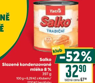 Mléko kondenzované Salko Tatra