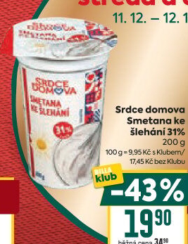 Smetana ke šlehání 31% Srdce domova