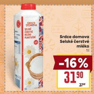 Mléko čerstvé selské Srdce Domova