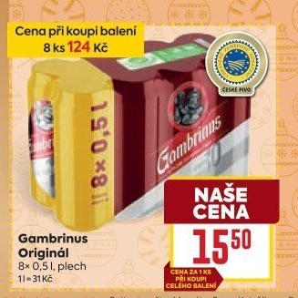 Pivo světlé výčepní Originál 10° Gambrinus