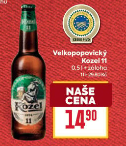 Pivo světlý ležák 11° Medium Velkopopovický Kozel