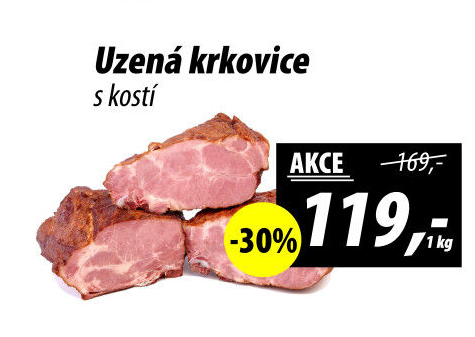 Uzená krkovice s kostí - ZEMAN maso - uzeniny akcniletaky.com