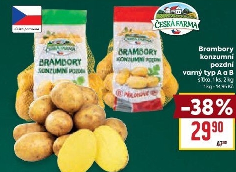 Brambory konzumní pozdní Česká farma
