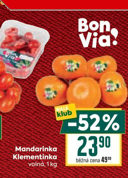 Mandarinky Klementinky Billa Bonvia